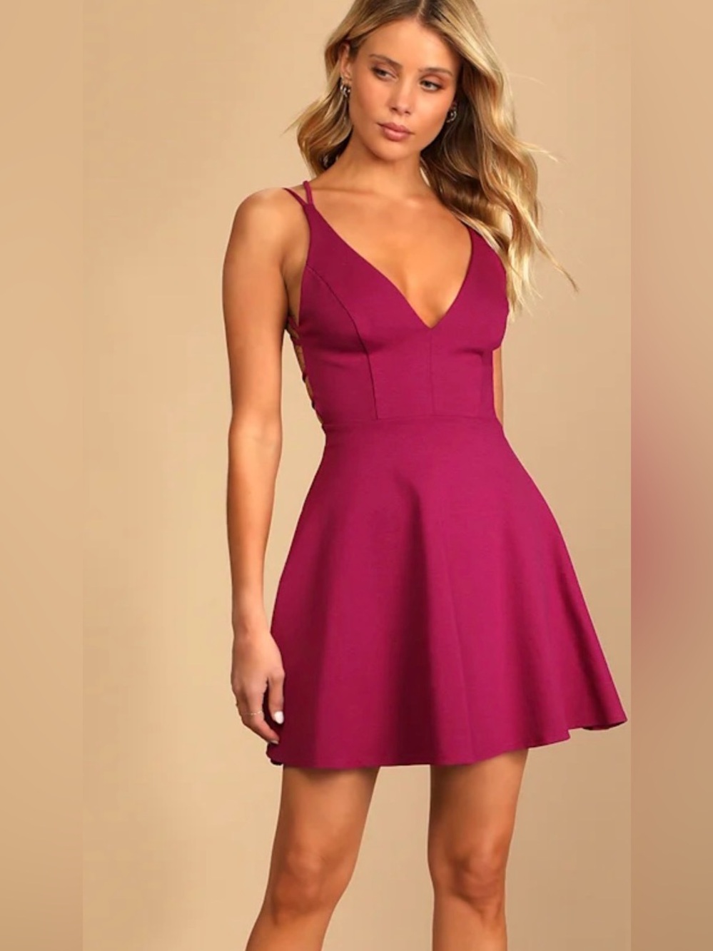 NWT Lulu’s Believe in Love magenta skater dress. Sz M. Party. Cocktail, evening